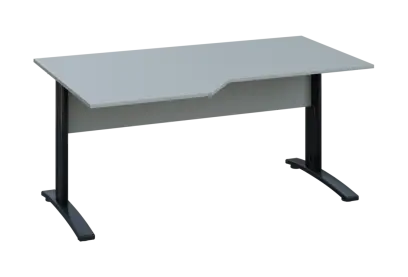 EZK 28 - 166 stůl kancelářský, rohový, levý, kovová podnož černá, deska 25 mm, široký 1600 mm, šedá